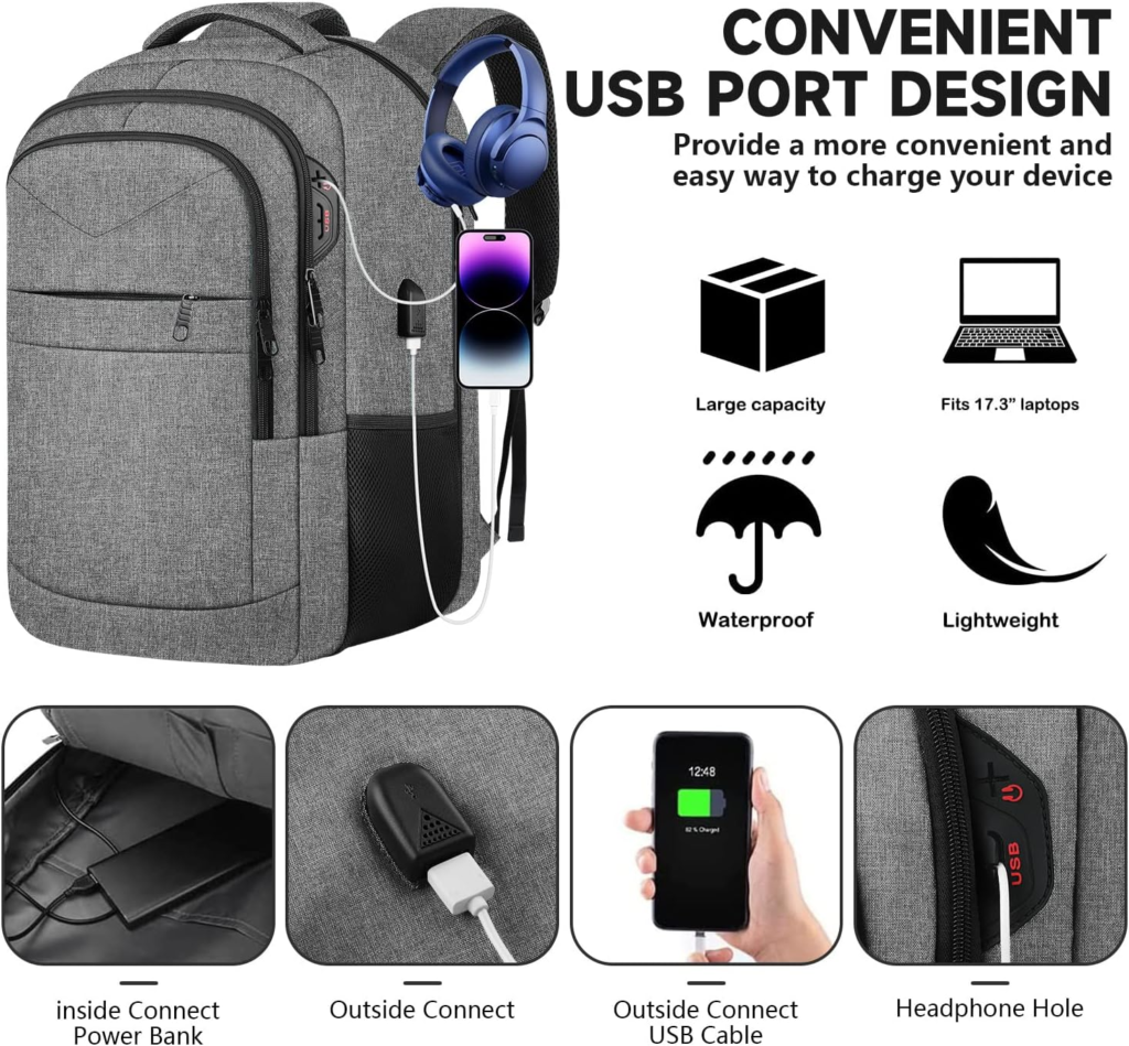 Lapsouno Backpack with USB Charger